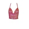 Aulala Paris Women's The Radiance - Metallic Draped Halter Top Ruby Red