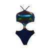 Aulala Paris Women's The Siren's Secret - Shiny Trikini With Removable Shell Mystical Black