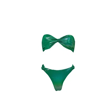Aulala Paris Women's The Urban Twist  - Shiny Bandeau Bikini Oceanic Green