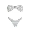 Aulala Paris Women's White The Ondine - Daylight - Reversible Striped Bandeau Bikini In White