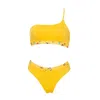 Aulala Paris Women's Yellow / Orange Aulala X Percheye Art Asymmetrical Bikini - Frasier - Yellow & Orange In Yellow/orange