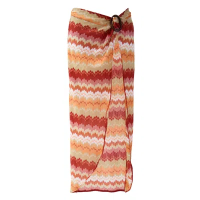 Aulala Paris Women's Yellow / Orange Sunset Waves Broderie Beach Sarong In Yellow/orange