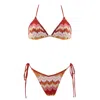 Aulala Paris Women's Yellow / Orange Sunset Waves Triangle Broderie Bikini In Yellow/orange