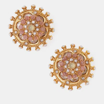 Pre-owned Aulerth X Tribe Amrapali Dusty Rose Studs C1-22