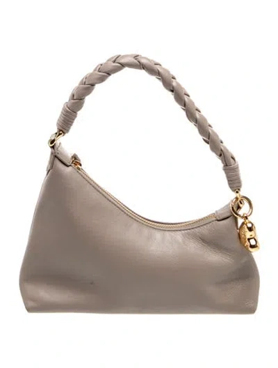 Pre-owned Aupen Leather Top Handle Bag In Gray