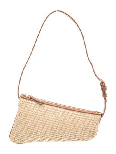 Pre-owned Aupen Straw Shoulder Bag W/ Tags In Neutral