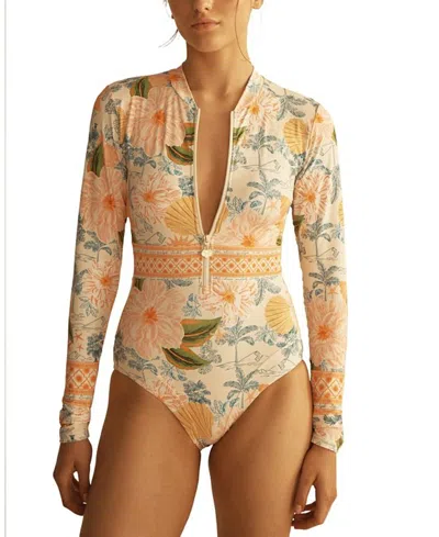 Aur Ocea Alcio Panelled Long Sleeve One Piece In Multi