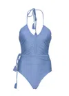 Aur Ocea Belted Keyhole One Piece Fiordaliso Blue In Blue