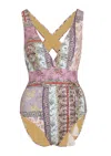 Aur Ocea Belted Plunge One Piece Sontousa In Multi