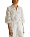 Aur Ocea Bianca Lace Trim Billow Sleeve Blouse In White