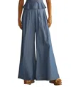 Aur Ocea Cambrico Pleated Wide Leg Pant In Blue