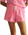 Aur Ocea Clavell Scallop Drawstring Short In Pink