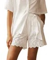 Aur Ocea Cru Lace Cut-out Belted Short In Ivory