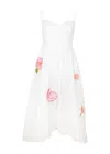 Aur Ocea Embroidered Scallop Midi Dress Alcio In White