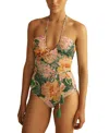Aur Ocea Ibisco Belted Keyhole One Piece In Multi
