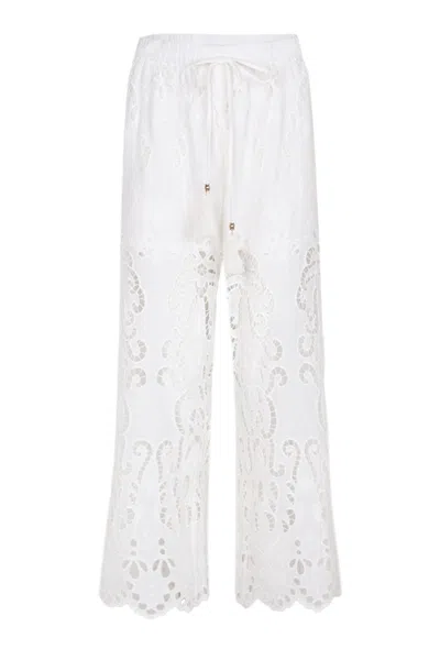 Aur Ocea Lace Cropped Pant Merletti In White