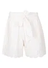 Aur Ocea Cru Lace Cut-out Belted Short In White