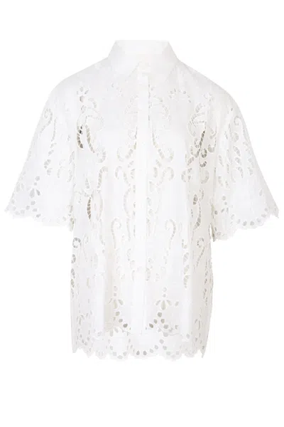 Aur Ocea Lace Oversized Shirt Merletti In White