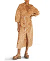 Aur Ocea Notae Billow Sleeve Resort Dress In Light/pastel Brown/natural