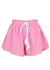 Aur Ocea Scallop Drawstring Short Clavell Pink In Pink