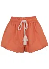 Aur Ocea Scallop Drawstring Short Tangelo In Orange