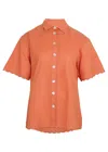 Aur Ocea Scallop Short Sleeve Shirt Tangelo In Orange