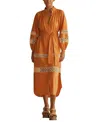 Aur Ocea Tangelo Lace Trim Billow Sleeve Resort Dress In Orange