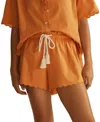 Aur Ocea Scallop Drawstring Short Tangelo In Orange