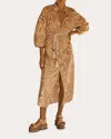 Aur Ocea Notae Billow Sleeve Resort Dress In Neutrals