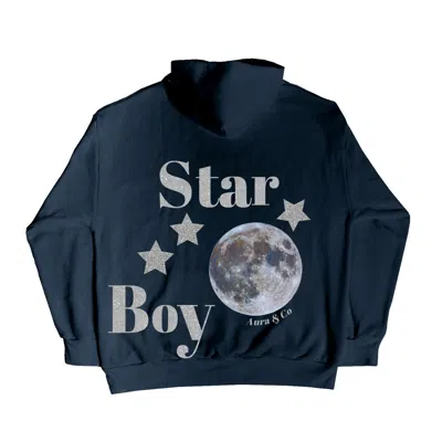 Aura & Co Blue / Silver Star Boy Hoodie In Blue/silver