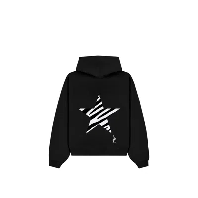 Aura & Co Women's Black / White Zebra Star Glitter Hoodie In Multi