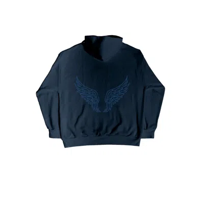 Aura & Co Women's Blue Angel Rhinestone Hoodie Navy