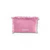 Aura & Co Women's Embroidery Aura Cosmetic Bag Pink In Pink