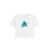 Aura & Co Women's White / Blue Teal Lily Baby Tee In White/blue