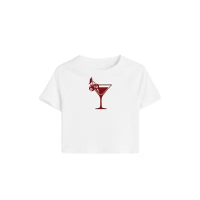 Aura & Co Women's White / Red Martini Baby Tee In White/red
