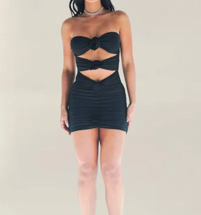 Aura Cj Rose Mini Dress In Black In Green