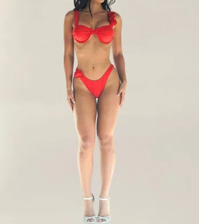 Aura Cleo Bikini Bottom In Red