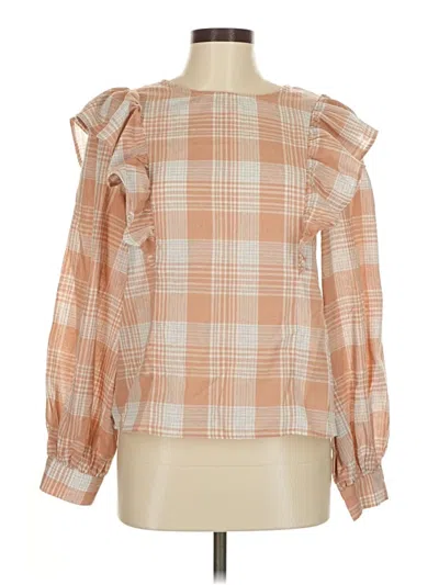 Pre-owned Aura Long Sleeve Blouse In Orange