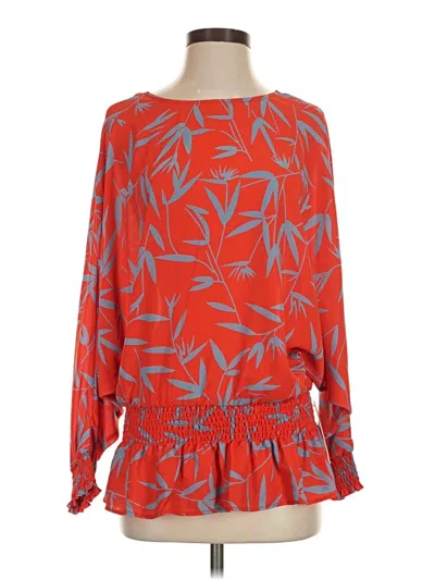 Pre-owned Aura Long Sleeve Blouse In Red