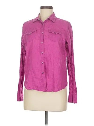 Pre-owned Aura Long Sleeve Button Down Shirt In Pink