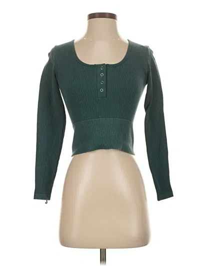 Pre-owned Aura Long Sleeve Henley Shirt In Green