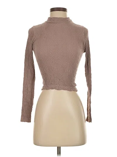 Pre-owned Aura Long Sleeve Top Brown Turtleneck Tops
