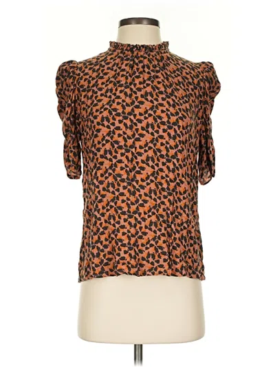 Pre-owned Aura Short Sleeve Blouse In Orange