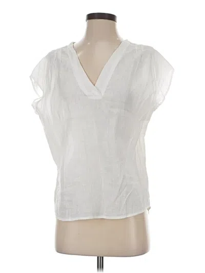 Pre-owned Aura Short Sleeve Blouse In White