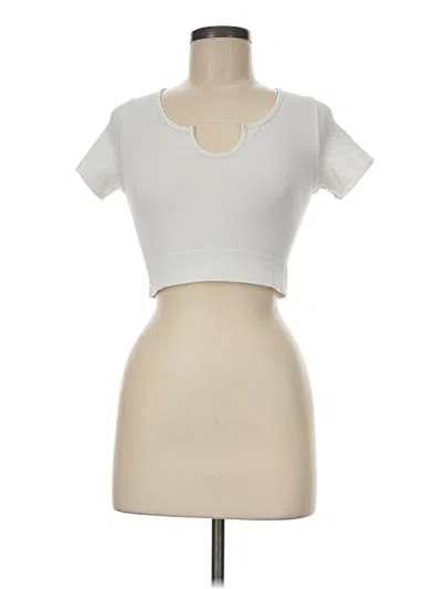 Pre-owned Aura Short Sleeve Top Ivory Keyhole Neckline Tops
