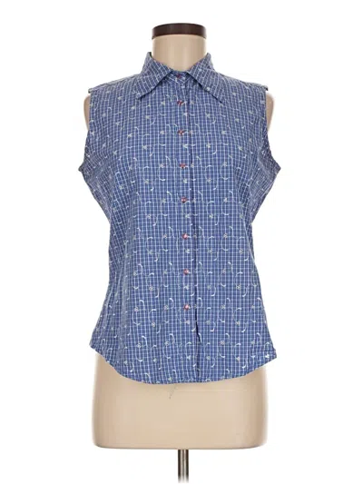 Pre-owned Aura Sleeveless Button Down Shirt In Blue