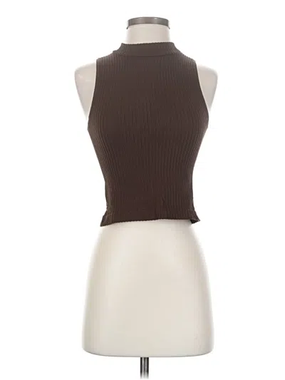 Pre-owned Aura Sleeveless Top Brown Halter Neckline Tops