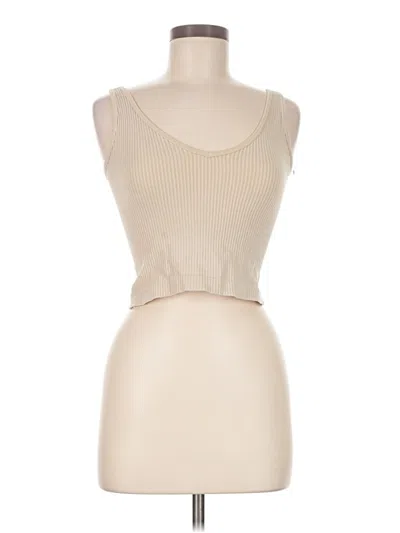 Pre-owned Aura Sleeveless Top Tan Sweetheart Neckline Tops In Brown