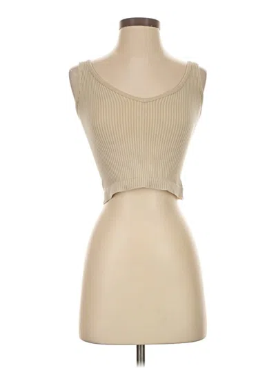 Pre-owned Aura Sleeveless Top Tan Sweetheart Neckline Tops In Brown