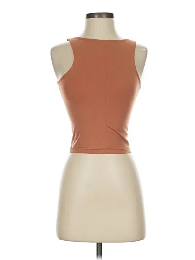 Pre-owned Aura Tank Top Brown Strapless Neckline Tops